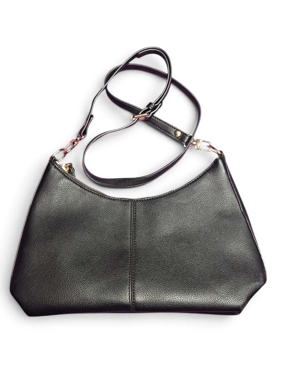 Keyli Women's Black Leather Shoulder Bag with Adjustable Strap